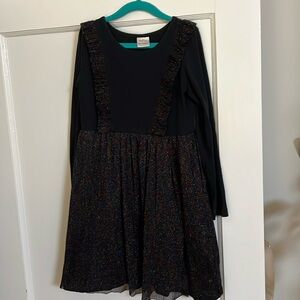 Girls black dress with sparkles Hannah Andersson size 6-7